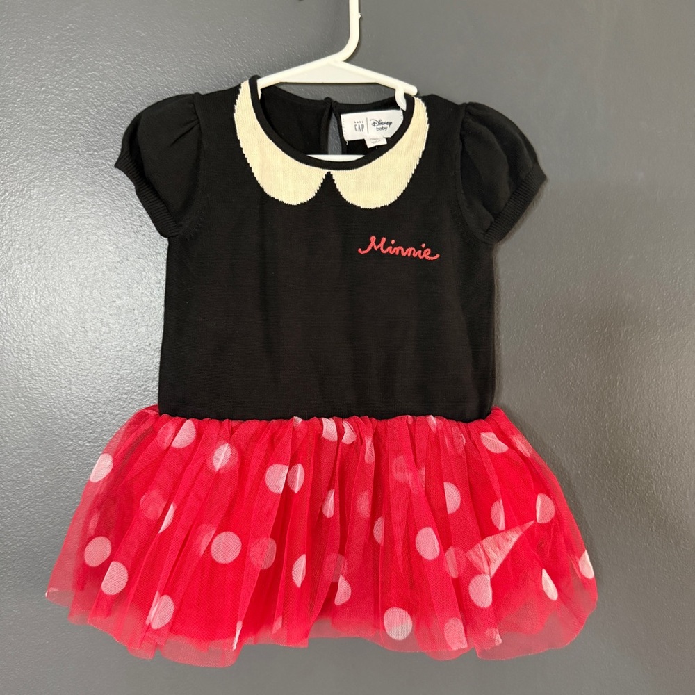 NWT Gap × Disney Minnie Mouse Red White Polka Dot Tulle Dress, 12-18 months
